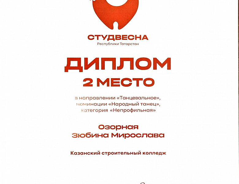 Результаты V Республиканского фестиваля студенческого творчества «Студенческая весна Республики Татарстан» ПОО — 2026